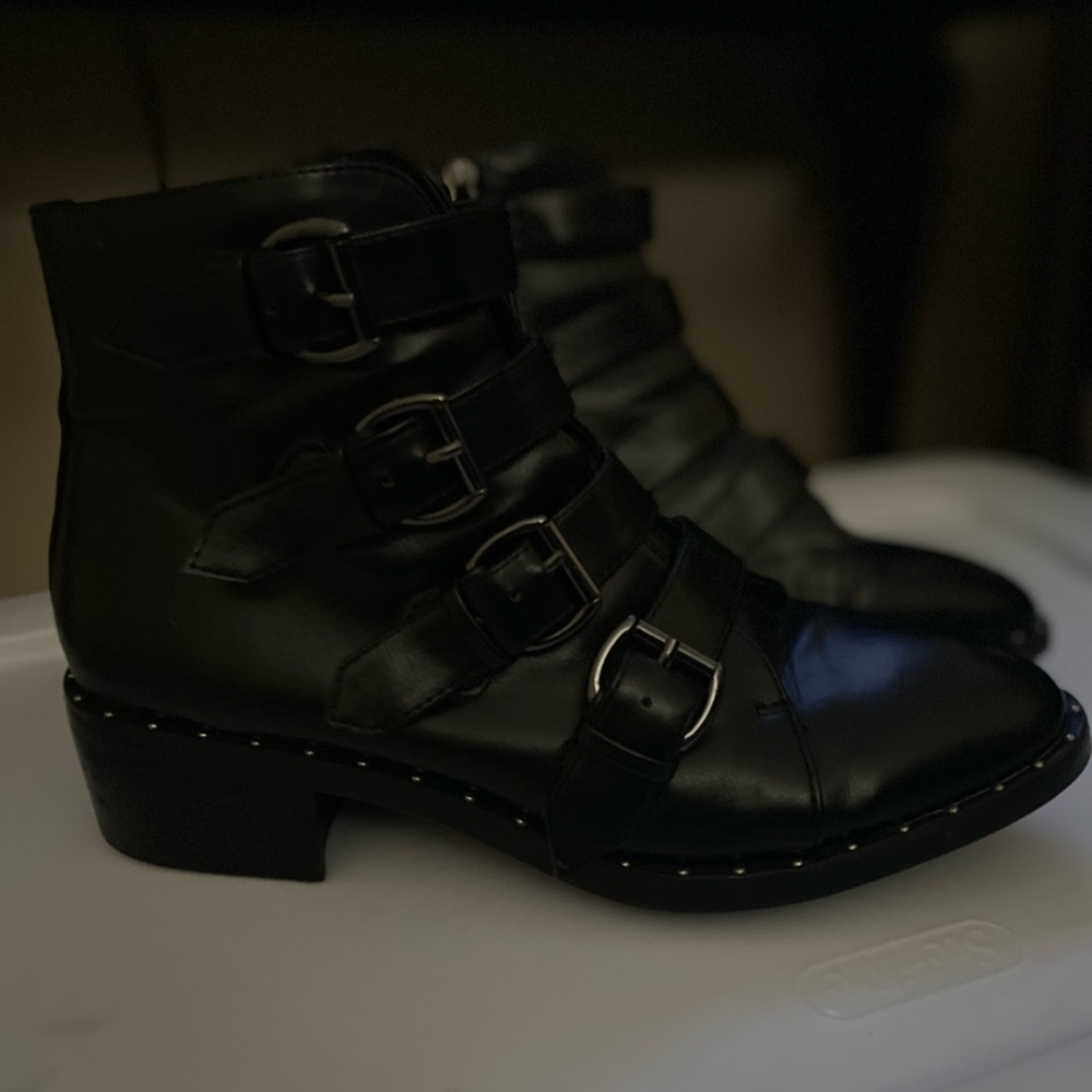 Black leather boots